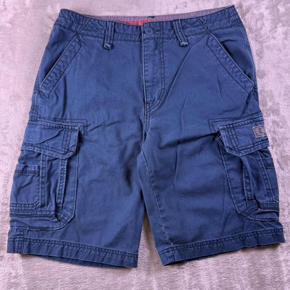 Vintage Y2K Unionbay Cargo Shorts Mens 32 Blue Baggy Utility Pockets Skater